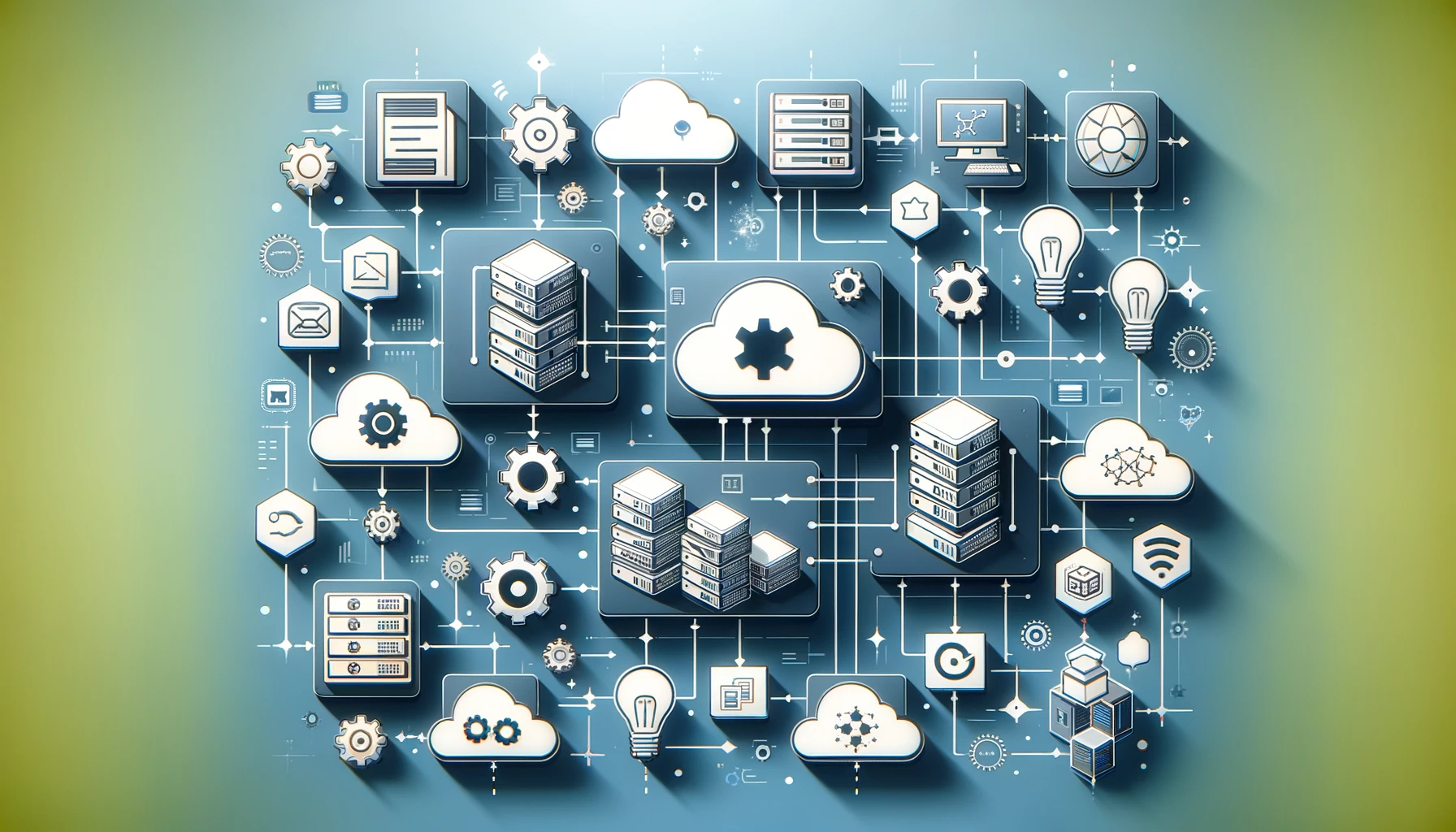 A technical diagram comparing Monolithic architecture versus Microservices architecture, showing independent service modules connected via APIs in a cloud-native environment.